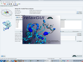 Screenshot of the graphical user inteface (GUI) about GUI screen of the program relax (software for NMR dynamics analyses, specifically: Model-free, NMR relaxation (R1, R2, NOE), reduced spectral density mapping, N-state models, frame order theory).
