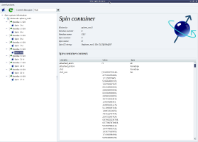 Screenshot of the graphical user inteface (GUI) spin viewer window of the program relax (software for NMR dynamics analyses, specifically: Model-free, NMR relaxation (R1, R2, NOE), reduced spectral density mapping, N-state models, frame order theory).